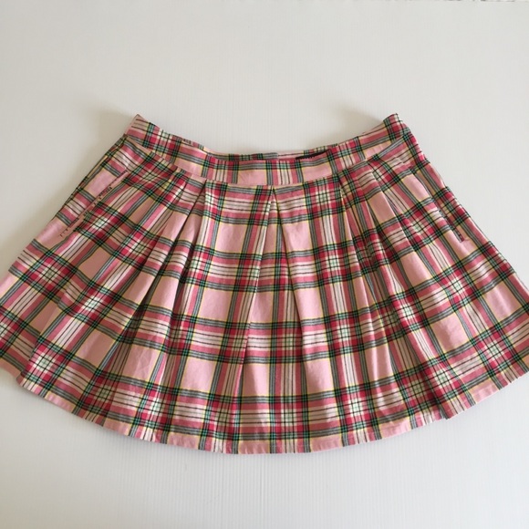 DANGERFIELD 18 plus size womens pleated plaid mini skirt pink green tartan curvy - Picture 6 of 16